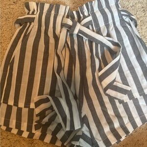 SHEIN Black and White Striped High Waist Shorts